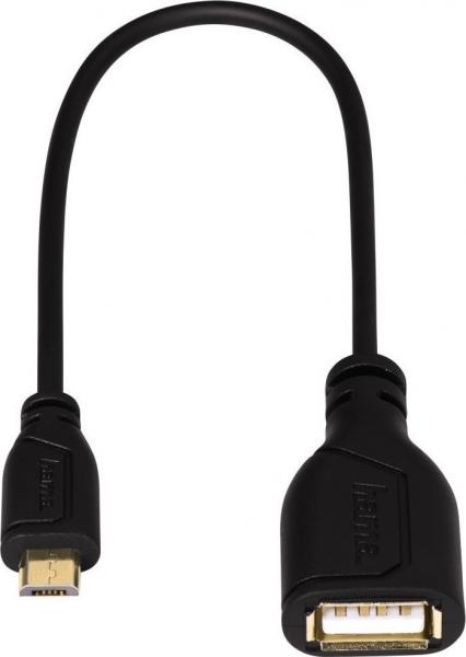 Cabl. OTG USB A H-MicroUSB Slim 0,15m BK Hama