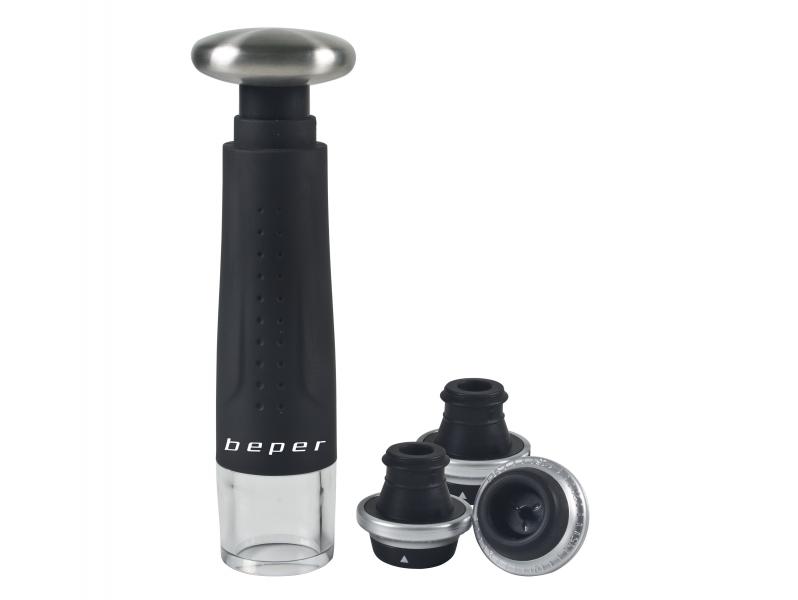 Bomba de vacío para vino con 3 tapones Beper