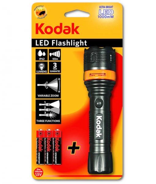 Linterna LED Focus 157+3xAAA C/50Lum/Zoom/IP Kodak