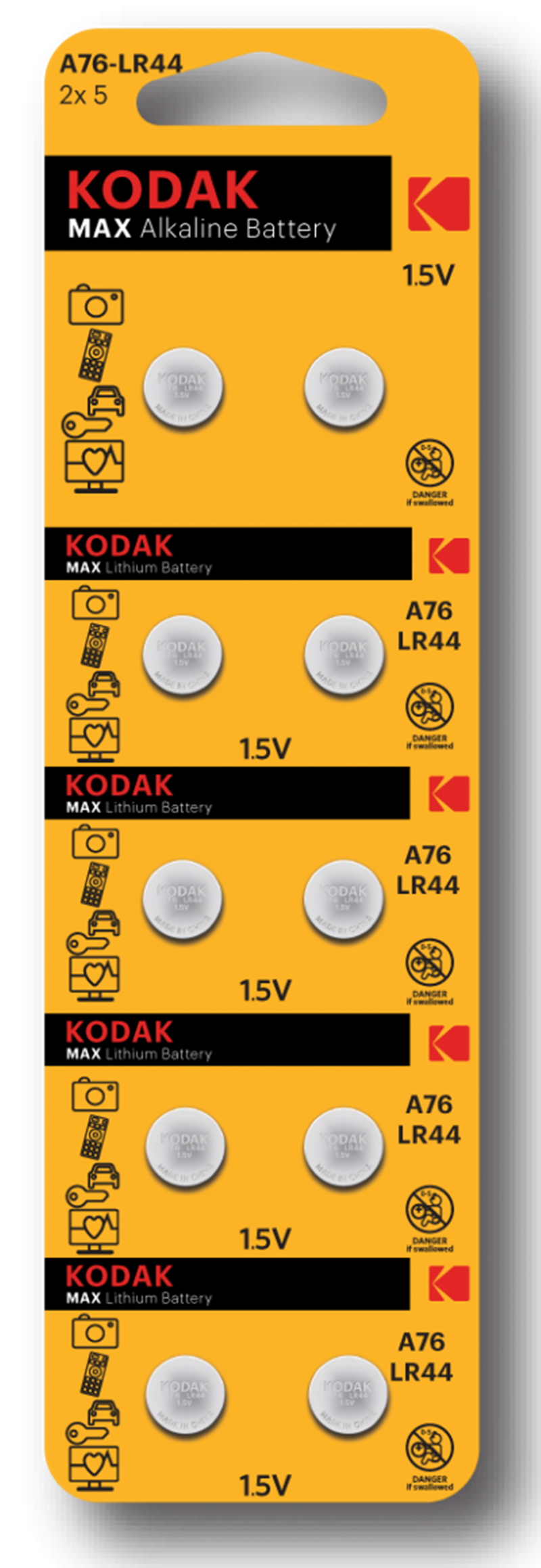 Pila Boton B(10) Alk AG76/LR44 1.5v 30413139 Kodak
