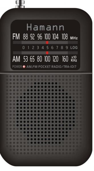Radio Bolsillo AM/FM Negra, Incluye Auricular Hamann