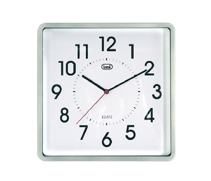 Reloj de pared 25cm Cuadrado Plata Trevi