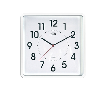Reloj de pared 25cm Cuadrado Blanco Trevi