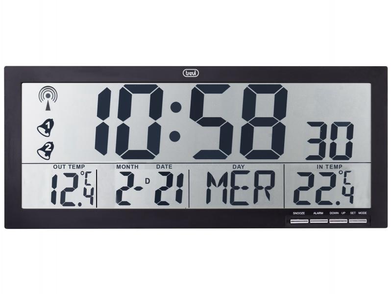 Reloj Pared Digital/ Estacion Meteo C/Sensor Ext/2xAlarmas 335x122mm Trevi